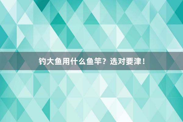 钓大鱼用什么鱼竿？选对要津！